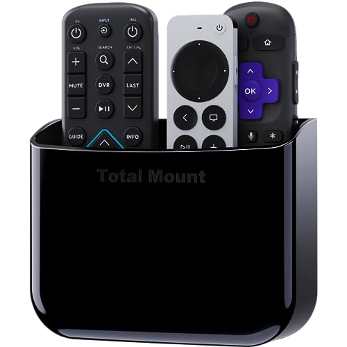 TotalMount Hole-Free Remote Holder – Eliminates Need to Drill Holes in Your Wall (for 2 or 3 Remote Controls – Black – Quantity 1) - color: Black