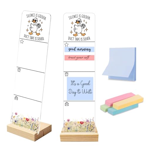 Sticky Note Holder Acrylic Monitor Memo Board Desk Organizers Desk Decor Post It Note Holder Silence is Golden Duct Tape is Silver Funny Duck Sassy Office Desk Sign - color: Acrylic 6