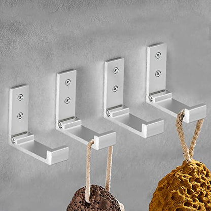 Folding Coat Hooks, Wall Hooks for Hanging Aluminum Alloy Cloth Hanger Coat Hanger Headphones Holder Headset Wall Hanger Hook- Pack of 4 (Silver) - color: Silver