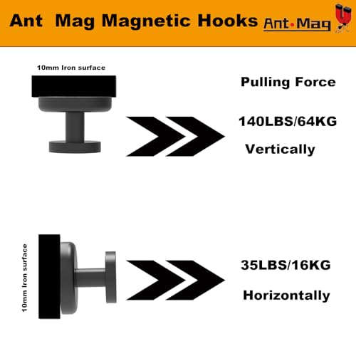 Ant Mag Magnet Hooks Heavy Duty for Coat Hanging Strong Magnet Hangers for Metal Surface Great Organization for Cruise Cabinet Door Kitchen Room Office - size: D42 Flat 2 Pack