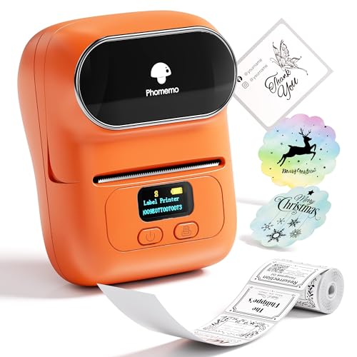 Phomemo Barcode Printer - M110 Label Maker Machine Wireless Bluetooth Themal Label Printer for Small Business, School, Barcode, Address, Jewelry, Clothing, Organizing, Orange - color: Orange