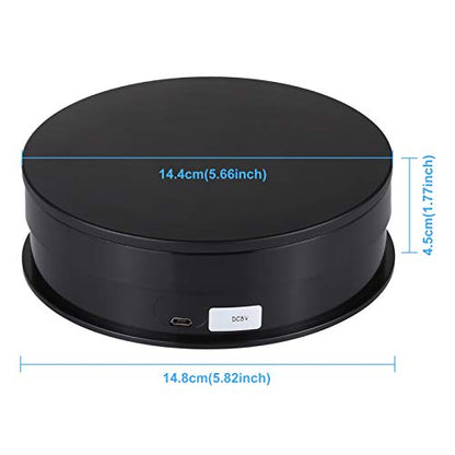 PULUZ 360 Degree Photography Turntable Rotating Display Stand, 5.7in(15cm) Diameter 360 Degree Turntable Display Stand for Photography Video Shooting Props Jewelry, Max Load 33Lb (Black) - size: 5.7inch/Black