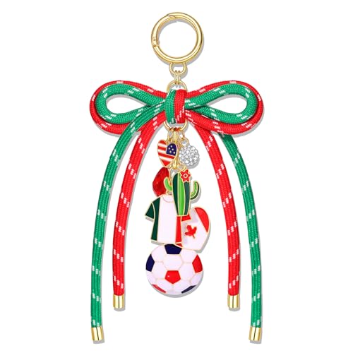 PHALIN Football Baseball Basketball Golf Bag Charms Keychain for Women Men Bow Purse Charm Sport Mom Gifts - style: Soccer-3
