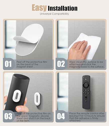 Magnetic Remote Control Holder Wall Mount, 2025 Upgraded Smaller & Stronger Magnetic Silicone Remote Control Organizer TV Remote Charger Holder Caddy Back of TV (White-4 Pack) - color: White, size: 4 Pack