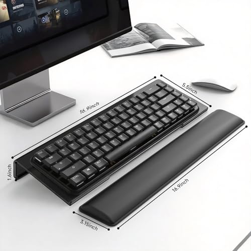 Computer Keyboard Stand and Wrist Rest Set，Keyboard Holder with Wrist Pad, Computer Wrist Support Pad, Keyboard Riser Holder with Wrist Pad for Office Home (Black) - color: Black