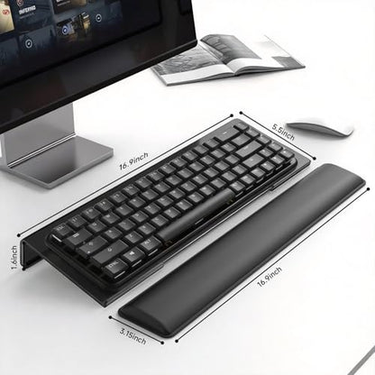 Computer Keyboard Stand and Wrist Rest Set，Keyboard Holder with Wrist Pad, Computer Wrist Support Pad, Keyboard Riser Holder with Wrist Pad for Office Home (Black) - color: Black