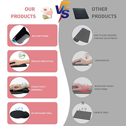 eulps Mouse Pad with Wrist Rest, Comfortable Computer Mousepad with Gel Wrist Support Smooth Surface and Non-Slip PU Base for Pain Relief, Laptop, Office & Home (Rose) - color: 01Rose
