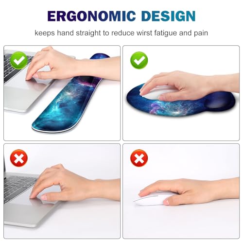 Gaming Mouse Pad, Large Desk Mat, Cute Desk Pad Protector, 4in1 XXL Mousepad + Keyboard Wrist Rest+Mouse Wrist Rest+Coaster Set with Ergonomic Desk Pad for Home Office Table Computer, Galaxy Space - color: Galaxy Space