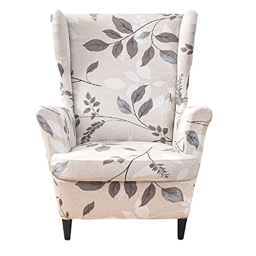 KRFOONN Wingback Chair Covers Slipcovers 2 Piece Stretch Wing Chair Covers Spandex Slipcovers Wingback Sofa Cover Armchair Covers Non-Slip Furniture Protector for Living Room Wingback Chairs, A13 - color: A13