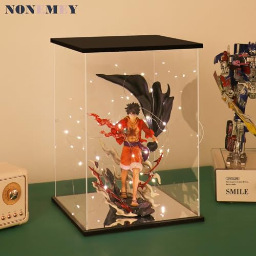NONEMEY Clear Acrylic Display Case with Remote Control Light for Collectibles, Dustproof Model Showcase Organizer Box, Display Case for Collectibles (20x14x30.7inch,51x36x78cm) - size: 20×14×30.7 inch, 51×36×78 cm