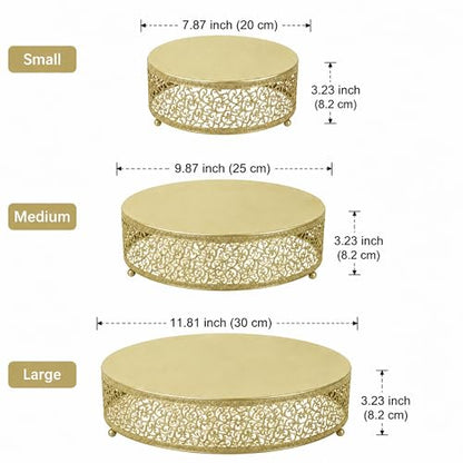 3-Piece Metal Cake Stand Set, Round Buffet Risers (8 to 12 Inch) – Sturdy Dessert Cupcake Pastry Candy Plate Stands for Wedding, Birthday Party & Event (3P-Gold) - color: Gold, size: 3P-Round(8IN to 12 IN)