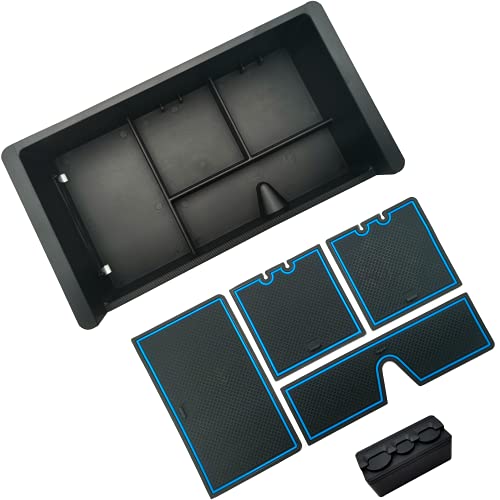 Center Console Tray Organizer Compatible with 2014-2018 GMC Sierra Accessories, (2015-2020) Yukon/Chevy Tahoe Silverado Suburban, Armrest Storage Box Replaces 22817343 (Blue) - color: Blue