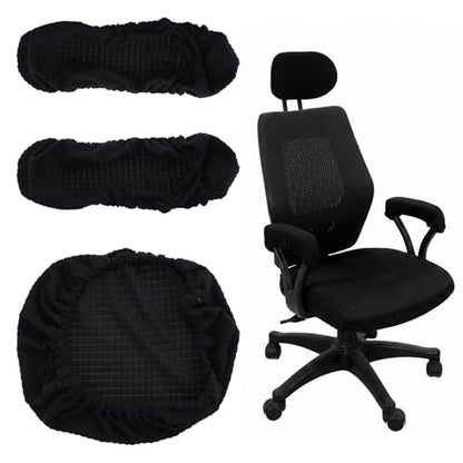 3PCS Office Chair Arm Rest Covers and Chairs Headrest Cover Stretch Armrest Protectors Removable Washable Arm Pads Cover for Office Computer Gaming Desk Chair(Black)