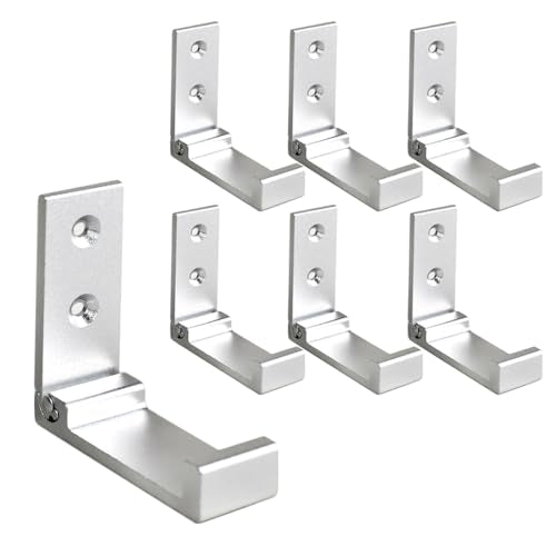 Aluminum Alloy Clothes Hook Coat Rack Single Hook Foldable Wall Mounted on The Wall & Door Set of 7, Silver. - color: Silver, size: 7 PCS