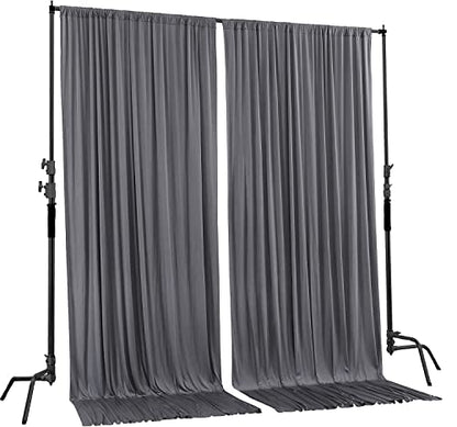 AK TRADING CO. 10 feet x 8 feet IFR Polyester Backdrop Drapes Curtains Panels with Rod Pockets - Wedding Ceremony Party Home Window Decorations - Charcoal - color: Charcoal