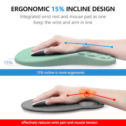 Ergonomic Mouse Pad Wrist Rest, 2 in 1 Keyboard Pad for Office(Gradient Green) - color: Gradient Green