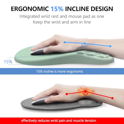Ergonomic Mouse Pad Wrist Rest, 2 in 1 Keyboard Pad for Office(Gradient Green) - color: Gradient Green