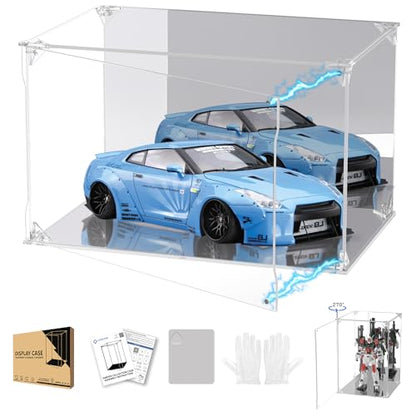 Clear Acrylic Display Case with Mirrored Back and Base, UV Protected Acrylic Box with Magnetic Door, Dustproof Display Box Showcase for Collectibles, Figures, Models, Toys (12x8x8inch) - size: 12x8x8 inch