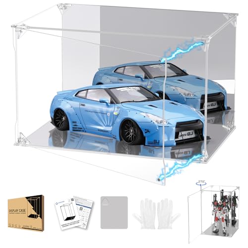 Clear Acrylic Display Case with Mirrored Back and Base, UV Protected Acrylic Box with Magnetic Door, Dustproof Display Box Showcase for Collectibles, Figures, Models, Toys (12x8x8inch) - size: 12x8x8 inch
