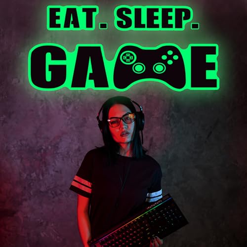 Eat Sleep Game Wall Decal Gamer Boy Wall Stickers Video Game Decor Gaming Controller Decals for Boys Room Kids Bedroom Home Playroom Decor(23.6 x 10 Inch,Classic Style)