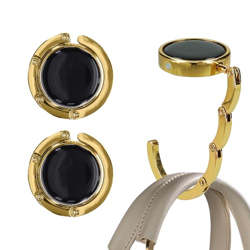 kwmobile Purse Hook for Table - Set of 2 Purse Holder - Folding Handbag Hanger - Portable Bag Holder - Bag Hooks for Desk - Table Hook Gold - color: Gold
