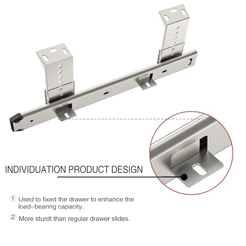 FRMSAET Heavy Duty 12/14/16/18 inches Thickness Steel Construction Ball Bearing Keyboard Slides Keyboard Drawer Slides Tray Accessories Cabinet Furniture Hardware Rails (14 inches, Silver) - color: Silver, size: 14 Inch
