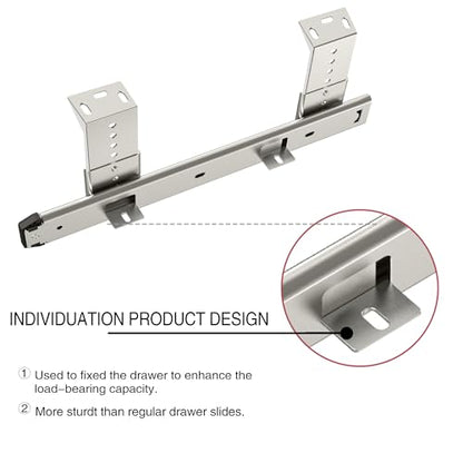 FRMSAET Heavy Duty 12/14/16/18 inches Thickness Steel Construction Ball Bearing Keyboard Slides Keyboard Drawer Slides Tray Accessories Cabinet Furniture Hardware Rails (14 inches, Silver) - color: Silver, size: 14 Inch