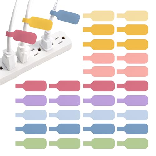 Wrap-It Storage Cable Labels - Medium, Macaron (30-Pack) - Write On Cord Tags for Wire Management and Identification - color: Macaron, size: Medium