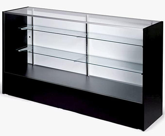 Only Hangers Full Vision Display Showcase with LED Lights, 72" Wide or 48" Wide- Available in Black, Maple, and White (Black with LED Lights, 72") - color: Black With Led Lights, size: 72"