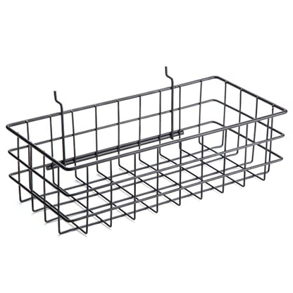 RightArrange Pegboard Basket Size M, Black - Hooks to Any Peg Board - Square Style Wire Shelf Baskets - Organize Tools, Workbench, Accessories, Garage Storage - Wall Organizer Attachments - size: Medium