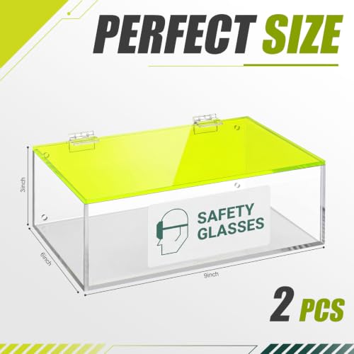 Weysat Acrylic Safety Glasses Holder Safety Glasses Dispenser with Lid Stand or Wall Organizer for Disposable Goggle Storage - color: Green