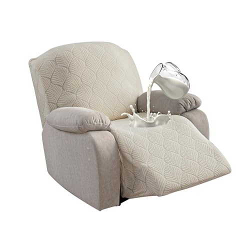 100% Waterproof Recliner Chair Cover, 1 Pieces Stretch Recliner Sofa Slipcovers Washable Cover for Reclining Chair for Pets, Dogs, Kids (Beige, 1 Seater) - color: Beige, size: 24"-31" 1 Seater