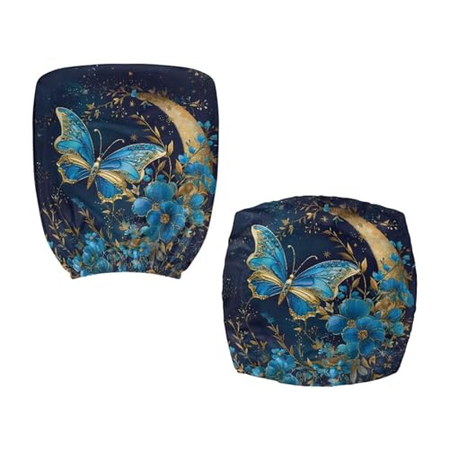 Butterfly Flower Office Chair Covers Stretchable Office Chair Seat Cover Removable Dorm Computer Rotating Chair Slipcover Desk Accessories Split Rotating Swivel Chair Padded Protector - color: Blue Butterfly Flower