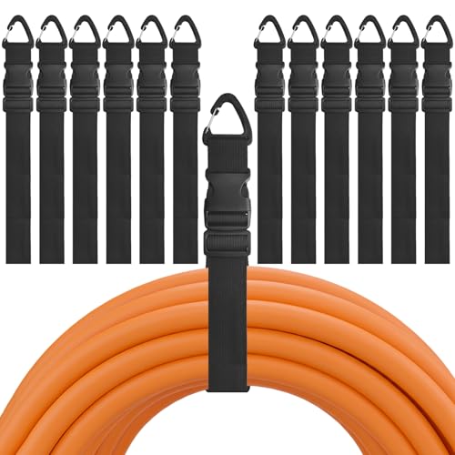 13PCS Heavy Duty Extension Cord Holder Organizer, 25.59IN Adjustable Storage Straps with Triangle Clips, 98lbs Capacity Hanger for Garage Organization, Workshop, RV&Garden Hose Management 1.5*25.59IN - color: 1.5inch Width, size: 25.59Inch Length