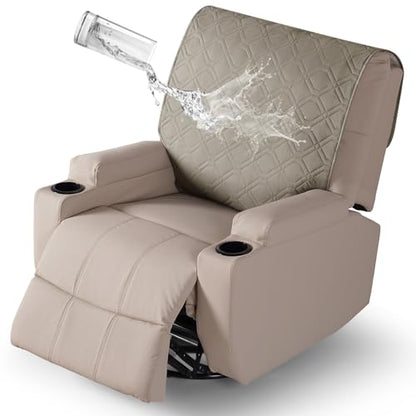 VANSOFY Recliner Chair Covers 100% Waterproof Backrest Cover Reclining Cover Non-Slip Dog Chair Cover Furniture Protector Washable Slipcover Elastic Straps for Pets, Dogs(Khaki) - color: Khaki