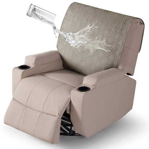 VANSOFY Recliner Chair Covers 100% Waterproof Backrest Cover Reclining Cover Non-Slip Dog Chair Cover Furniture Protector Washable Slipcover Elastic Straps for Pets, Dogs(Khaki) - color: Khaki
