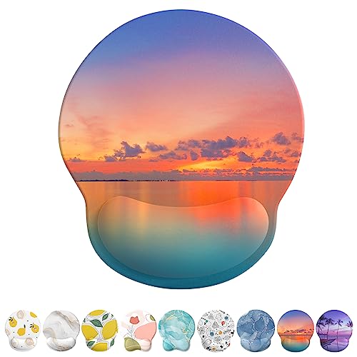 eulps Mouse Pad with Wrist Rest, Comfortable Computer Mousepad with Gel Wrist Support Smooth Surface and Non-Slip PU Base for Pain Relief, Laptop, Office & Home (Oceanic Sunset) - color: Oceanic Sunset