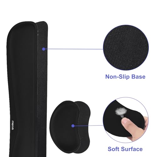 MOSISO Keyboard Mouse Pad Set, Gaming Mouse Pad&Keyboard Wrist Rest&Wrist Rest, Ergonomic Wristrests with Memory Foam Home Office Easy Typing Cushion Non-Slip Mousepad, Black - color: Black