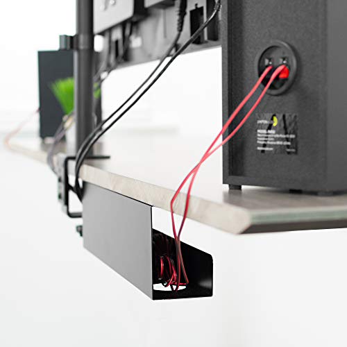 VIVO Under Desk 17 inch Cable Management Trays, Power Strip Holders, Cord Organizers, Wire Tamers for Office and Home, Black, 2 Pack, DESK-AC06-2C | Set of 2, Low Profile Power Strip Holder, Cord Organizer, Wire Tamer Steel Cable Rack for Office and Home,