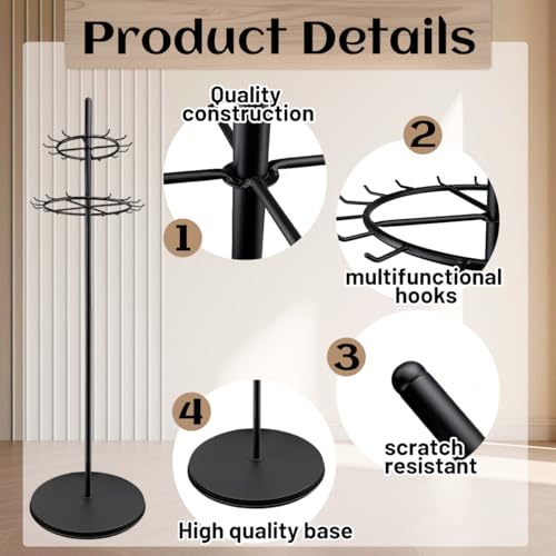 Floor Standing Belt Display Rack, Tie Hook, 66.2in Belt Display Rack, Metal Retail Tie Rack Hanger Organiser for Belt Displays Belt Displays for Bedroom Clothing Store Business