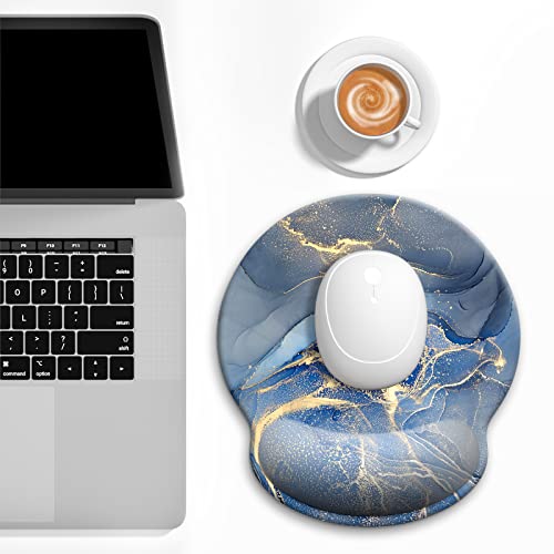 Ergonomic Mouse Pad with Wrist Support, Marble Style Memory Foam Wrist Rest Mouse Pads, Cute Computer Laptop Office Accessories Decor, Pain Relief Mousepad for Gaming Work Men Women, Gray - color: Gray Marble
