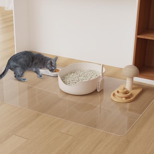 3'×5' Crystal Transparent Floor Protector for Home, Waterproof No Spill Vinyl Floor Desk Mat for Office, Plastic Easy Maintain Area Mat for Hardwood Floor, Kitchen, Pet Feeding Area - color: Crystal Transparent, size: 3' x 5' (Rectangular)