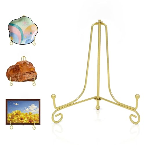 Iron Plate Stands for Display, Foldable Book Holder & Easel Stand for Sign, Versatile Poster Stand and Small Plate Stand for Home Decor, Art, Photo Frame, Card, Crystal Display (Gold, 8 inch (4Pcs)) - color: Gold, size: 8 inch (4Pcs)