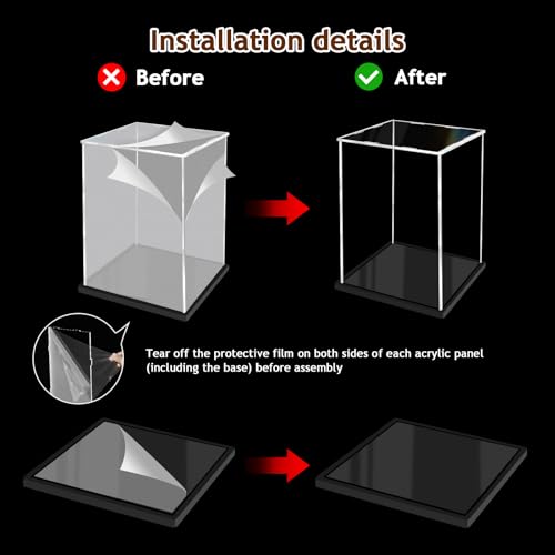 Acrylic Display Boxes for Collectibles Assemble Clear Acrylic Box Dustproof Protection Glass Case for Display Action Lego Figures Doll (10x6x6 inch; 25x15x15 cm) - size: 10 x 6 x 6 inches