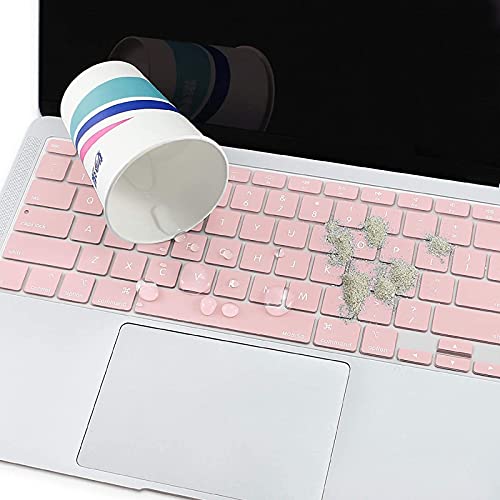 MOSISO Keyboard Cover Compatible with MacBook Air 13 inch 2022 2021 2020 Release A2337 M1 A2179 Retina Display with Touch ID Backlit Magic Keyboard, Waterproof Protective Silicone Skin, Rose Quartz - color: Rose Quartz