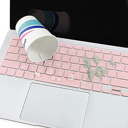 MOSISO Keyboard Cover Compatible with MacBook Air 13 inch 2022 2021 2020 Release A2337 M1 A2179 Retina Display with Touch ID Backlit Magic Keyboard, Waterproof Protective Silicone Skin, Rose Quartz - color: Rose Quartz