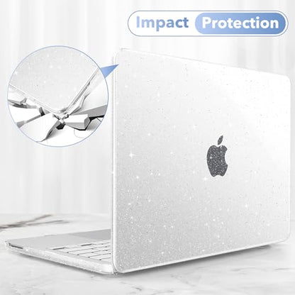 May Chen Compatible with MacBook Neo 13 inch Case 2026 Model A3404, Plastic Hard Shell,Keyboard Cover,Screen Protector,Dust Plug, for MacBook Neo 13" with A18 Pro Chip, Glitter Clear - color: Glitter Clear