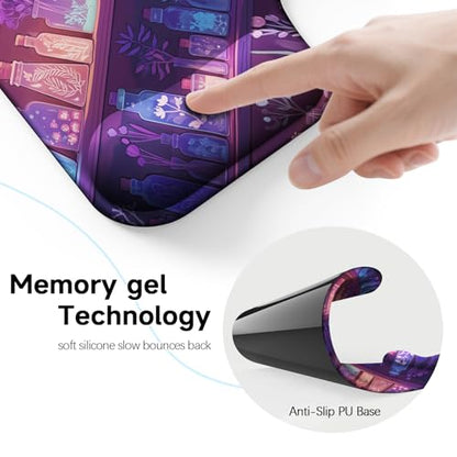 Ergonomic Mouse Pad with Gel Wrist Rest (1"& 1.2" Dual Height) - Mouse Pads Compact Mousepad Desk Mat Office, Gaming & Carpal Tunnel Relief | Non-Slip Rubber Base Mystical Potion Bottles - color: Mystical Potion Bottles