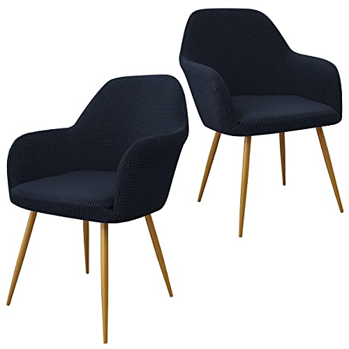 Yonus Dining Room Chair Slipcovers Parsons Chair Covers Sets Armchair Covers Removable Chair Protector Cover Seat Slipcovers for Living Room (2, Dark Blue) - color: Dark Blue, size: 2