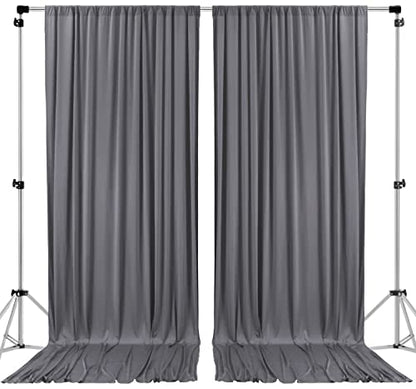 AK TRADING CO. 10 feet x 8 feet IFR Polyester Backdrop Drapes Curtains Panels with Rod Pockets - Wedding Ceremony Party Home Window Decorations - Charcoal - color: Charcoal